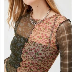 UO mesh patchwork sheer top